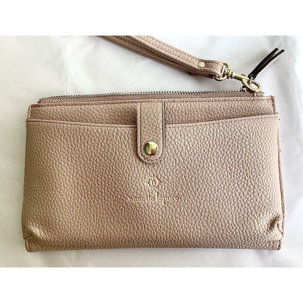 Nanette Lepore Women Pale Pink/Brown Leather Wristlet One Size - Picture 4 of 9